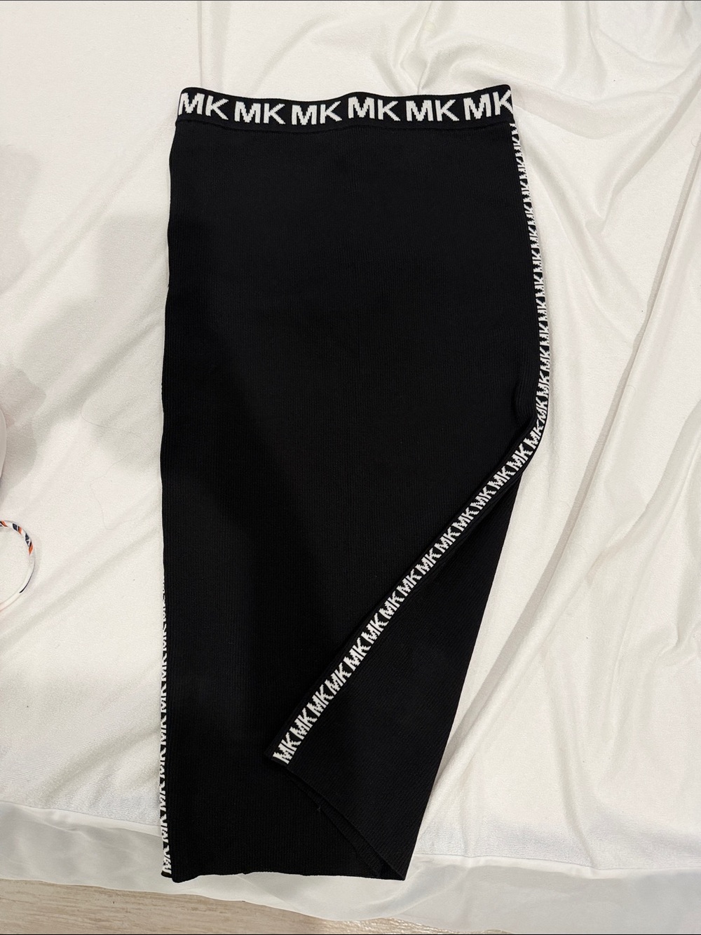 Michael Kors Black Pencil Skirt with MK Logo Trim